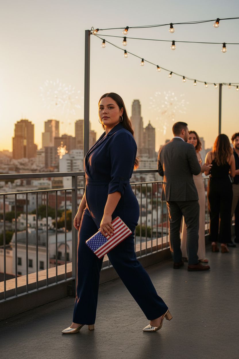 Vibrant QMLGB rhinestone clutch with an American flag pattern, perfect for evening outings and celebrations.