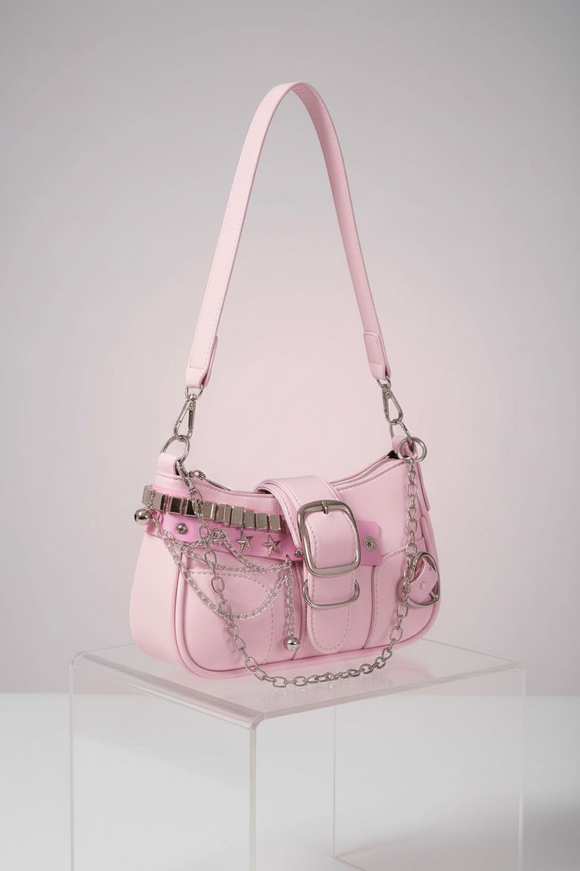 Product shot of the pink Verdusa baddie purse, emphasizing its design and quality.