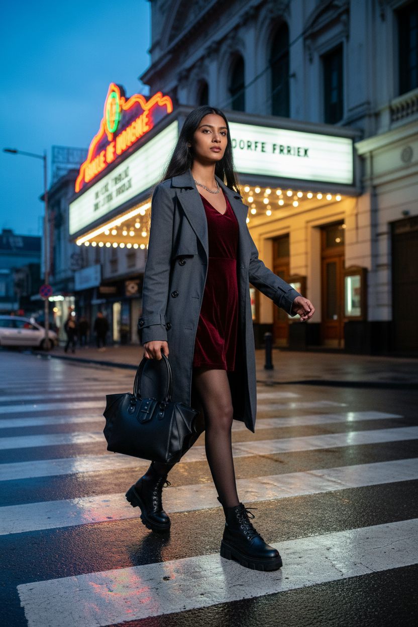 Lost Queen bat purse captured in urban night setting, emphasizing its chic design.