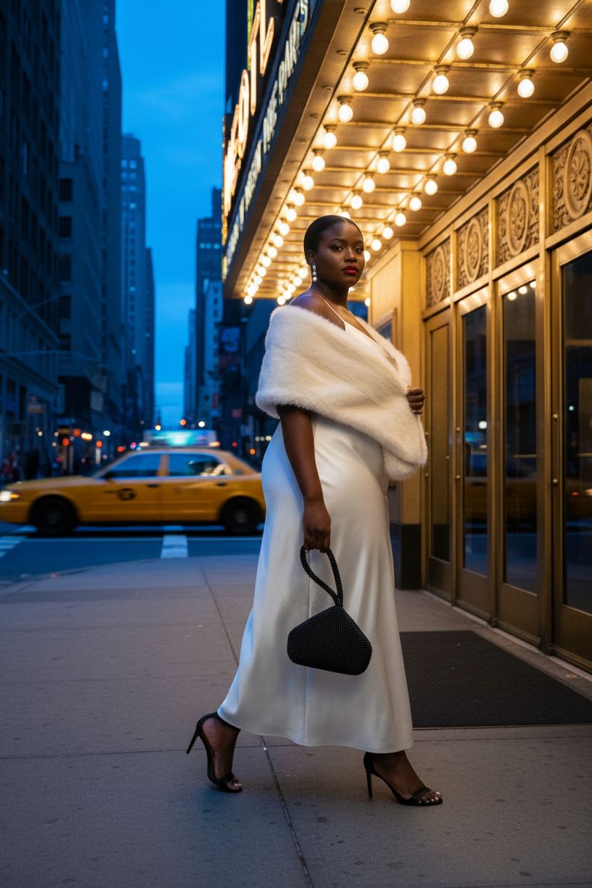 Chic BABEYOND beaded triangle clutch accentuating a stunning evening look in an urban setting.