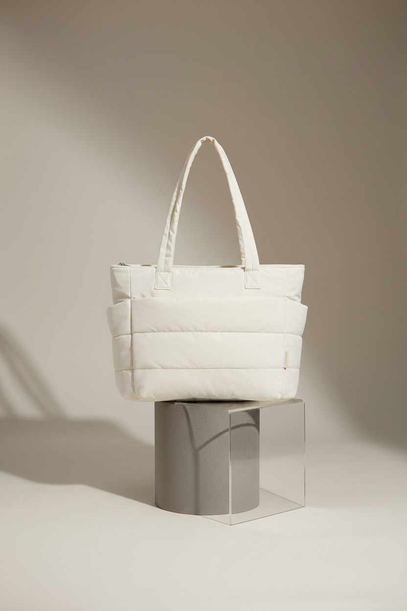 BAGSMART beige tote bag showcased against a light-gray background for product display