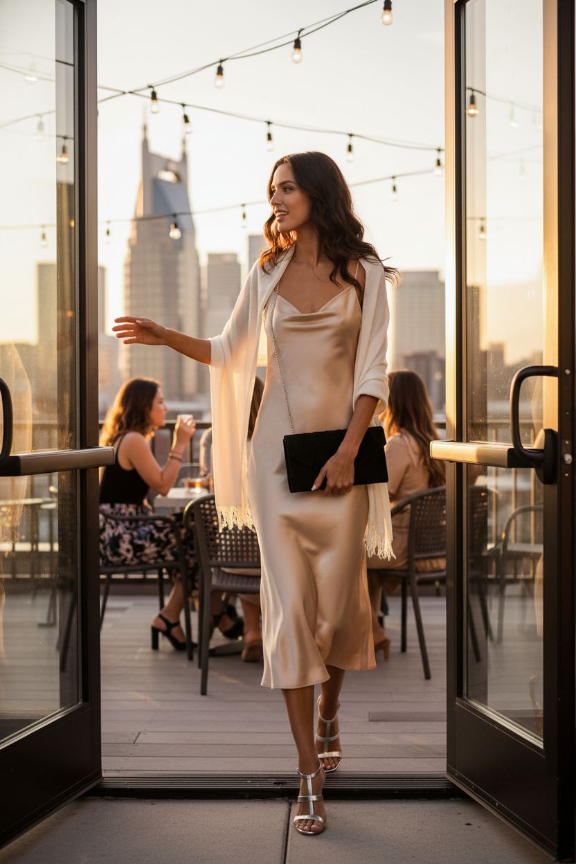 Elegant BBjinronjy black suede clutch with detachable chain at a wedding reception setting