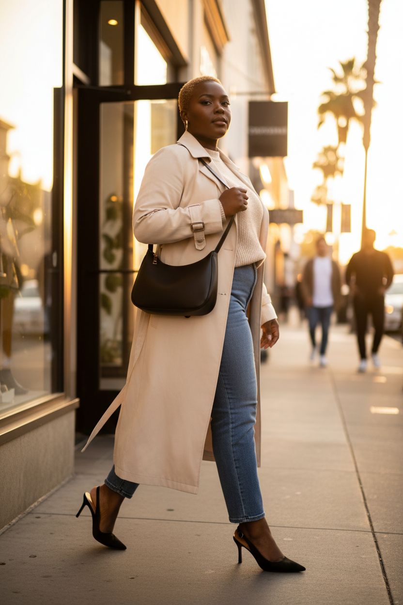 CYHTWSDJ black leather purse on a boutique sidewalk, perfect for day outings