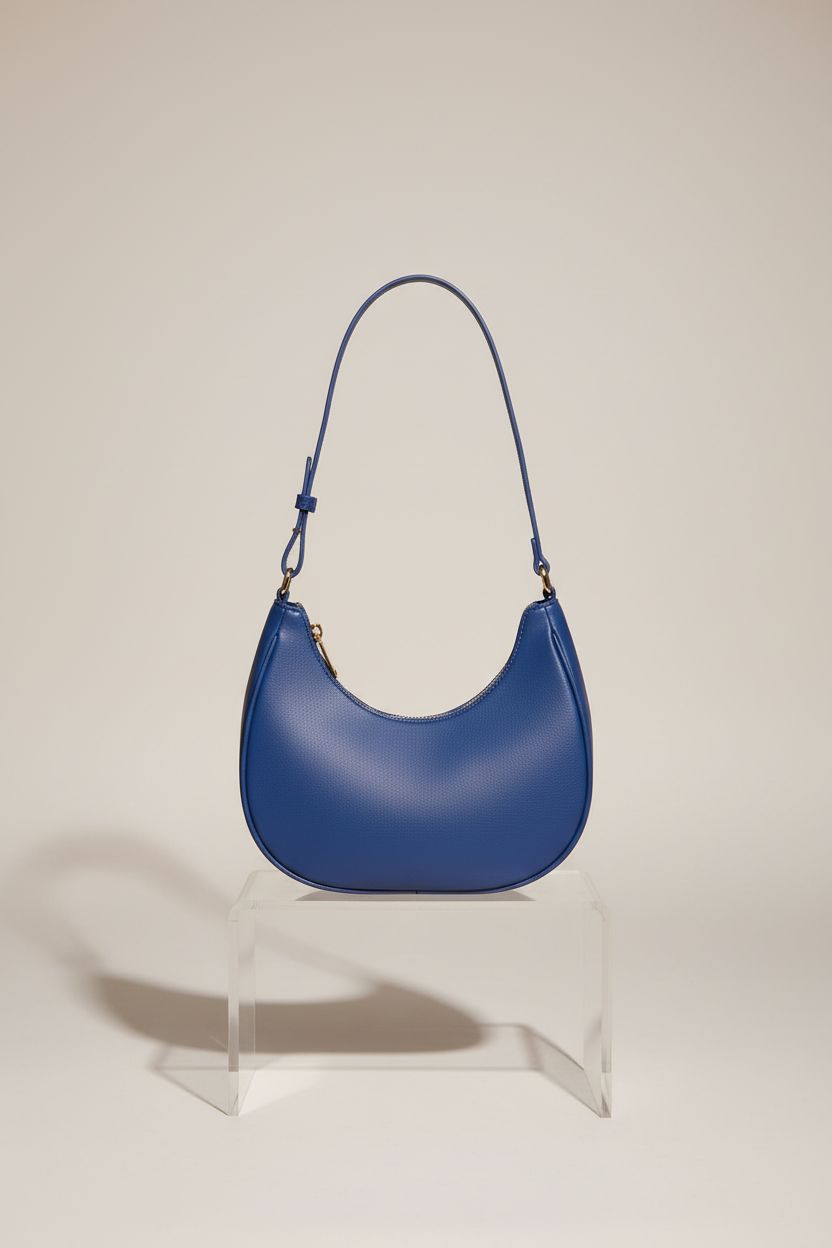 WSRYDJDL blue crescent handbag showcasing its sleek design and quality