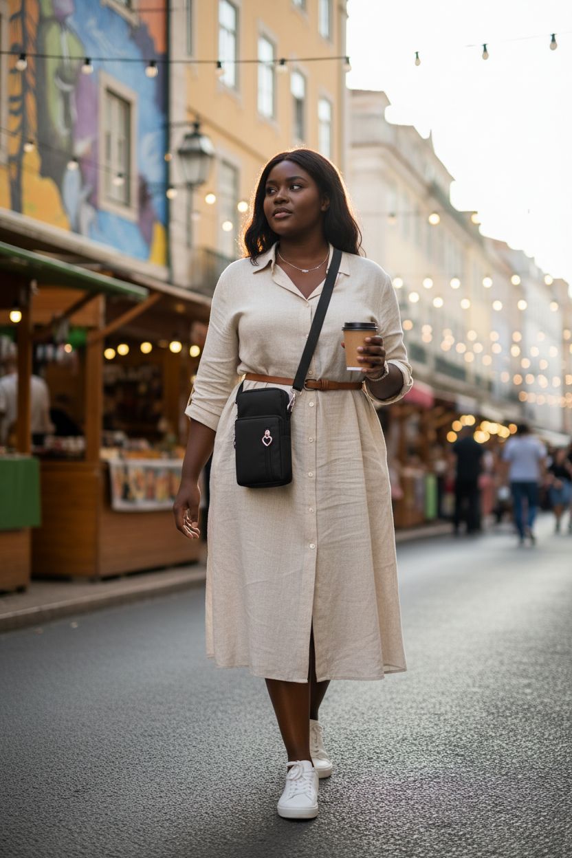 JANKS small crossbody bag in black nylon, perfect for carrying essentials, styled against a market backdrop