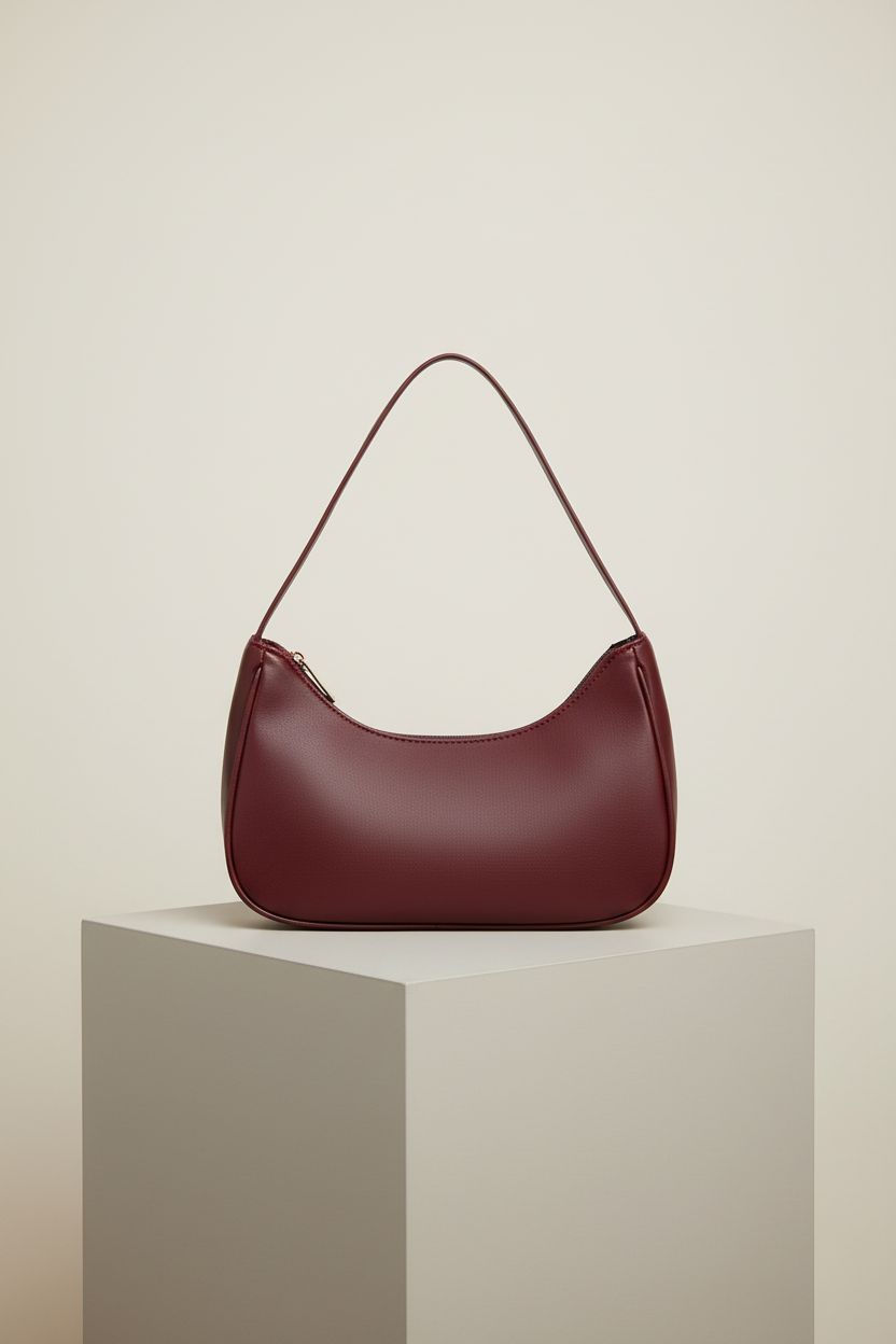 WSRYDJDL wine red hobo handbag showcasing sleek 90s design on a light grey background.