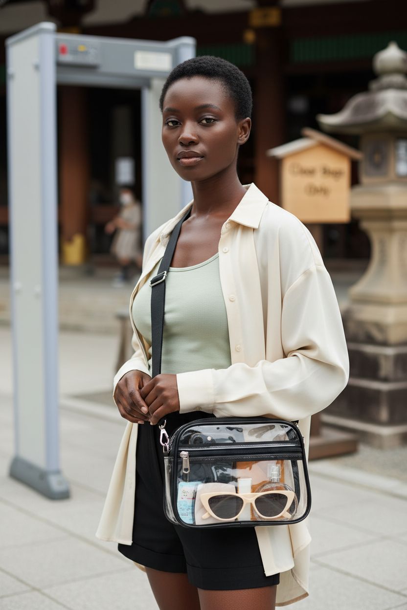 Busiuw clear crossbody bag showcasing compartments, ideal for sporting events.