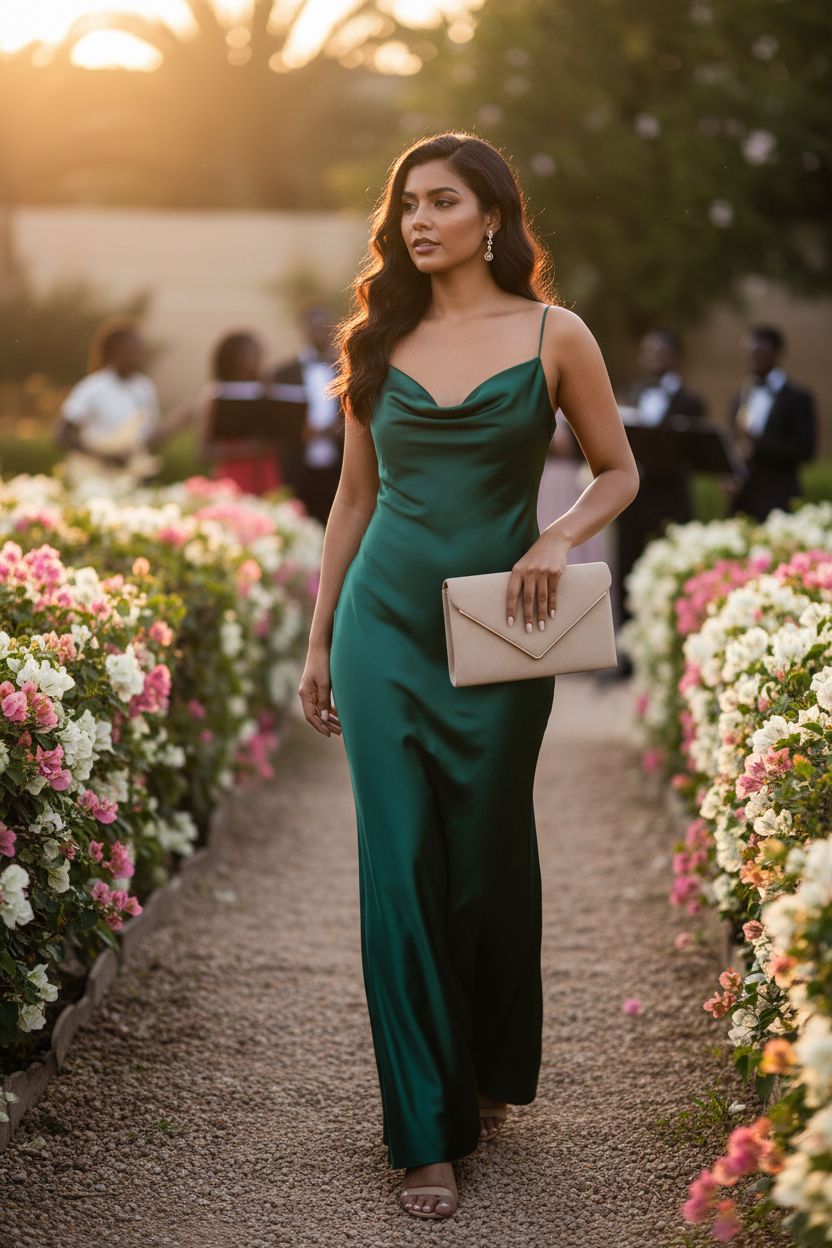 BBjinronjy faux suede clutch purse with gold trim at garden wedding, perfect for special occasions