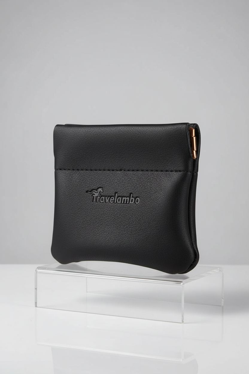 Travelambo leather coin purse showcasing quality craftsmanship and texture.