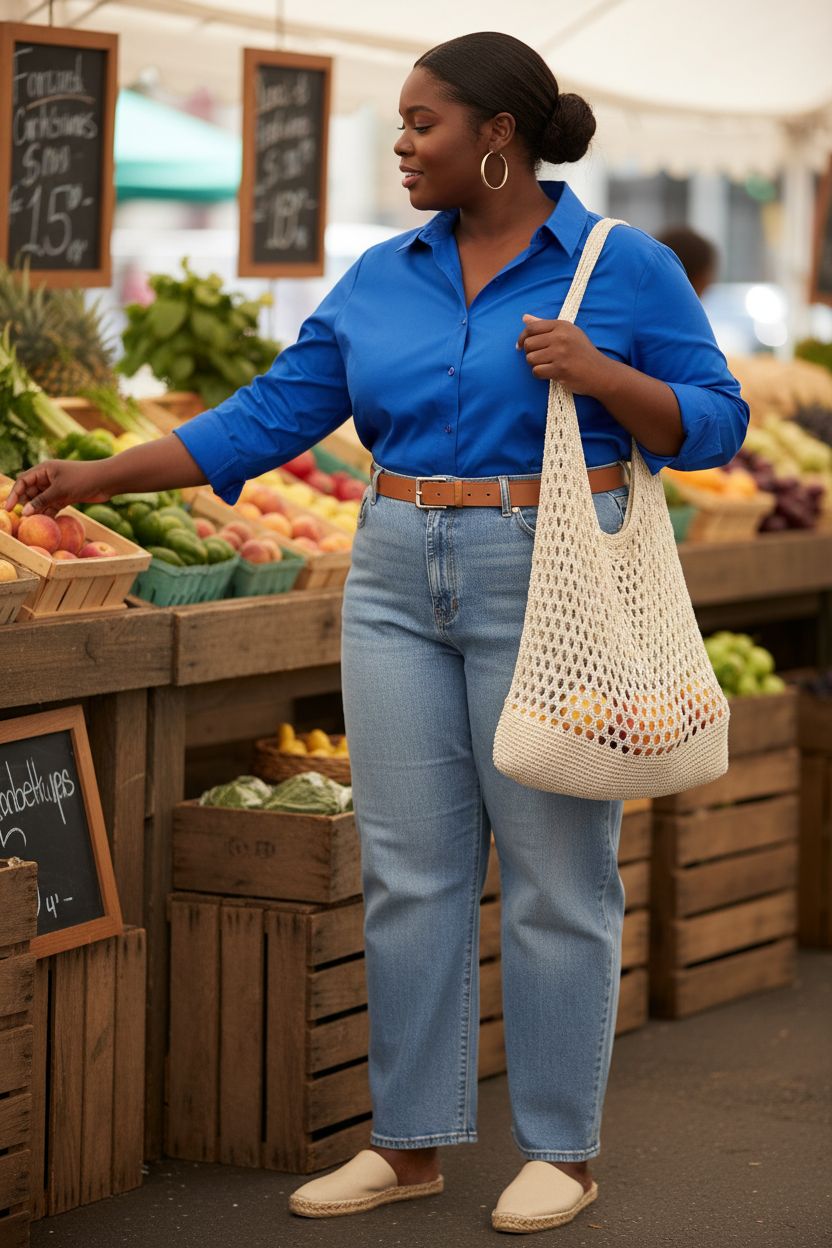 hatisan beige crochet purse holding fresh peaches at a rustic market, ideal for chic shopping
