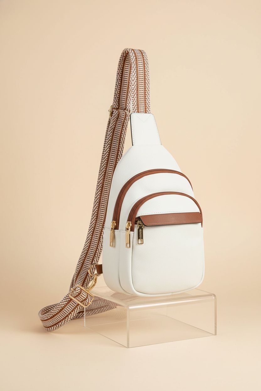 BOSTANTEN small sling bag showcasing PU leather and adjustable strap in studio