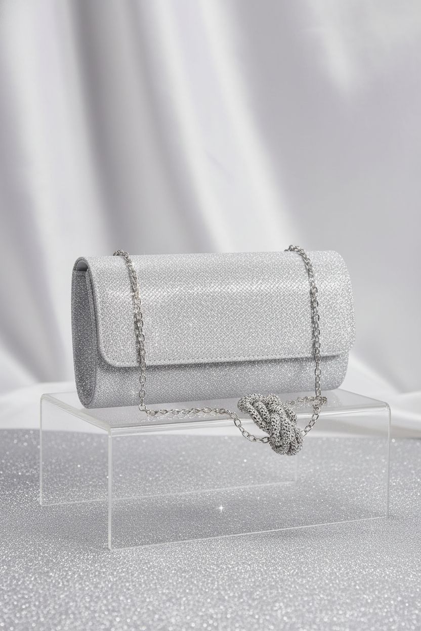 LovyoCoCo evening bag displayed upright with a detachable chain on a clean studio backdrop.