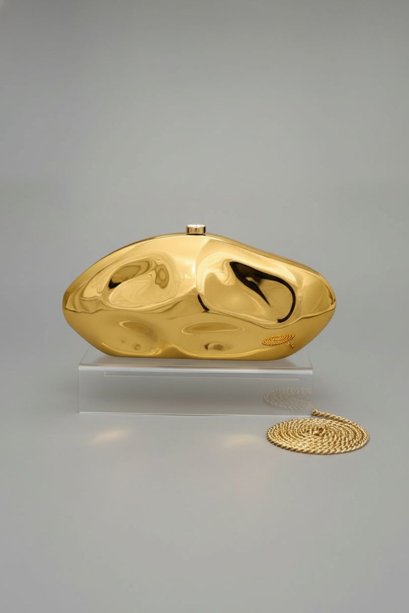 NEWROGENG gold acrylic clutch purse showcasing sleek design and magnetic closure