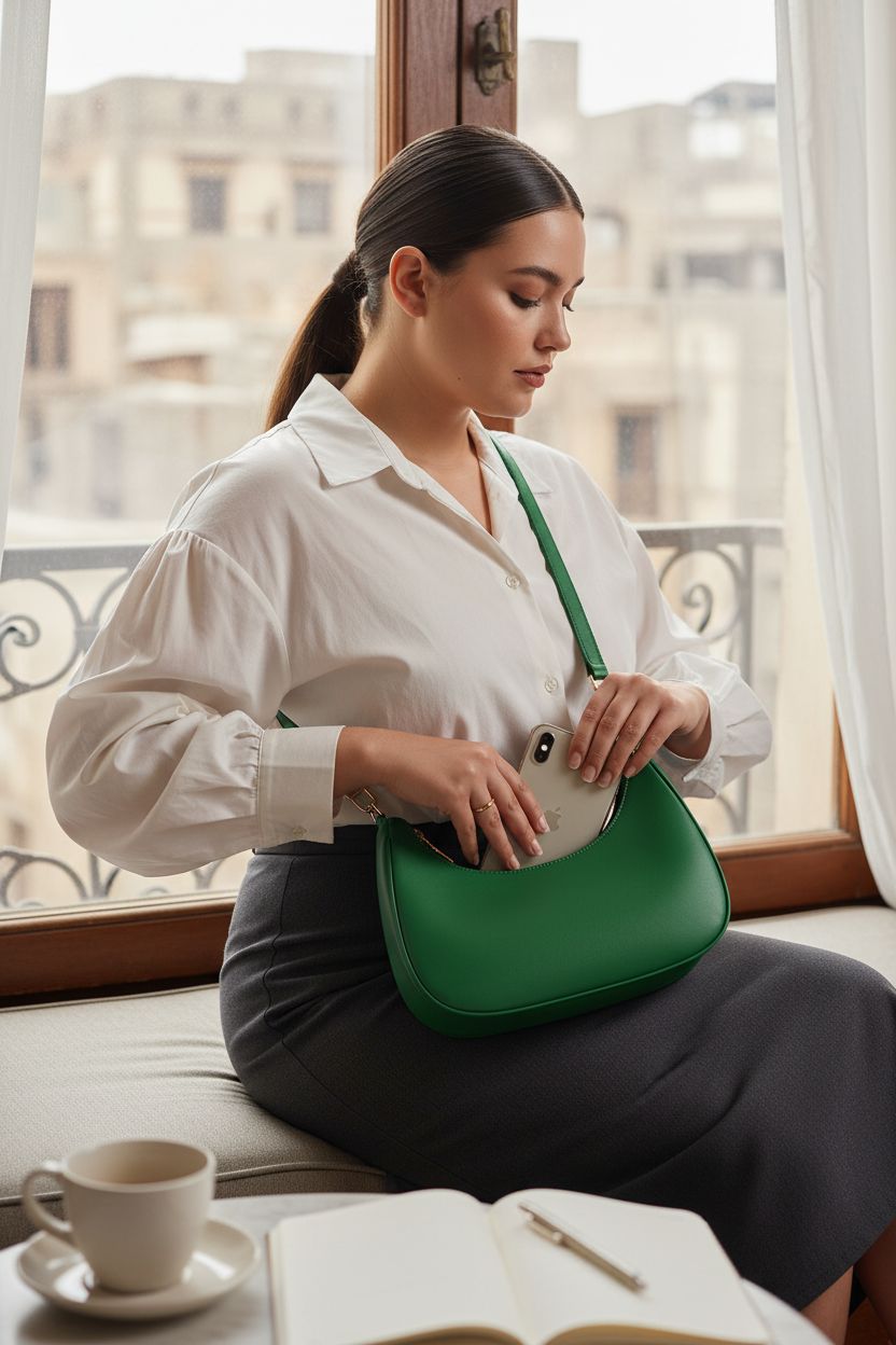Stylish green hobo purse by SYXLCYGJ with zipper pocket, perfect for daily use.