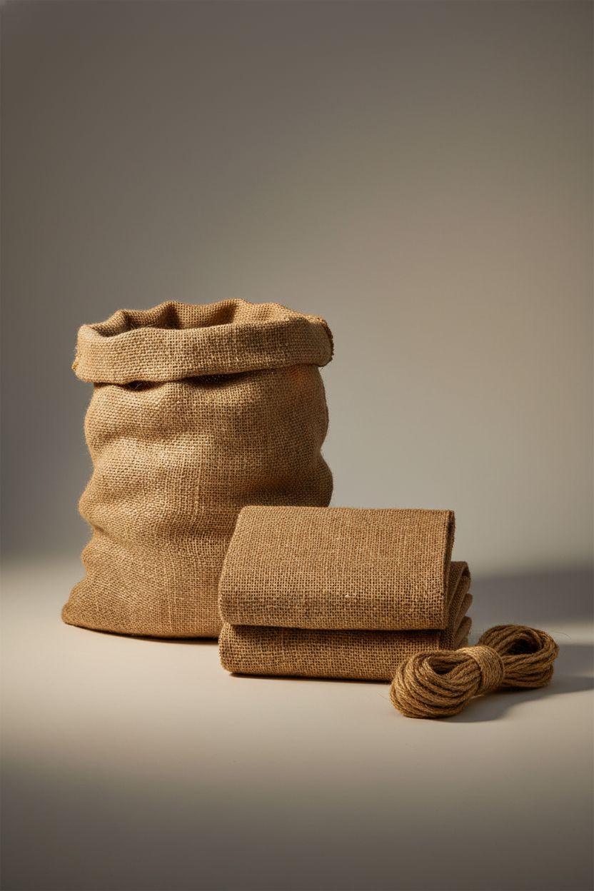 Product shot of MAQIHAN jute bags showcasing durable burlap and chic design.