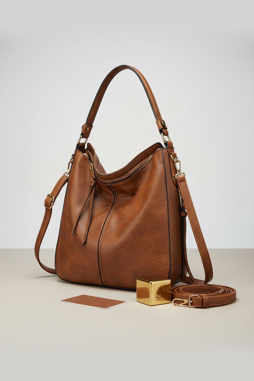 Realer large hobo bag showcasing grain texture and elegant design