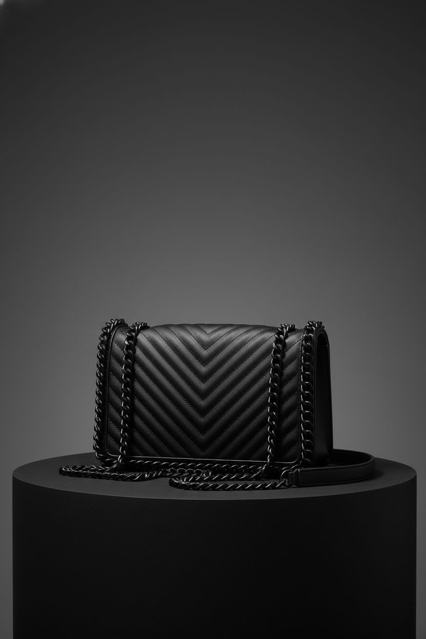 ALDO matte black crossbody bag displayed on a pedestal, showcasing its sleek design.