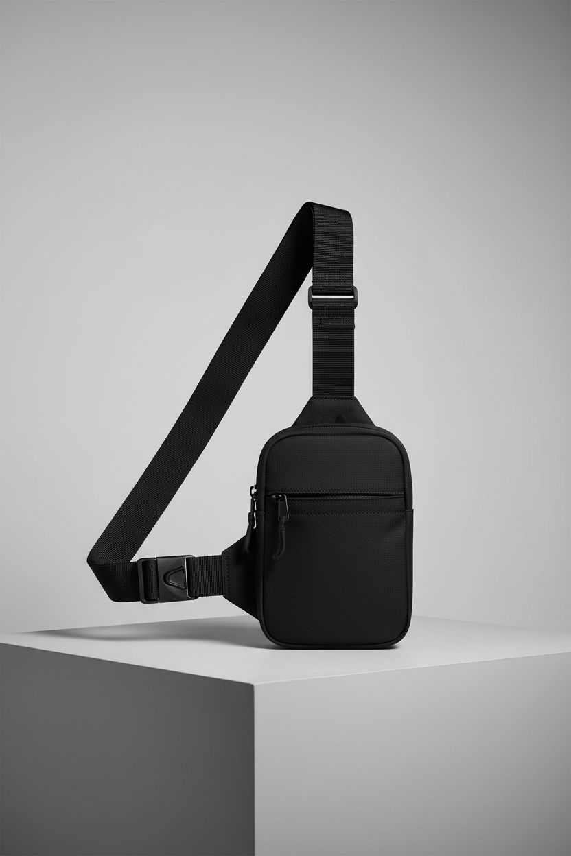 Simptech mini crossbody bag displayed on a neutral background highlighting its design.