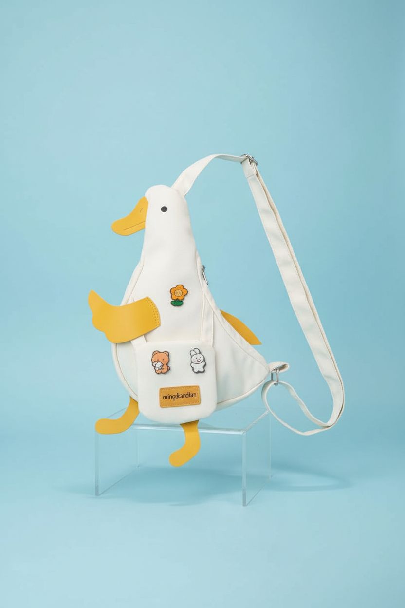 Product shot of PRLINJSK Duck Bag showcasing its unique design and quality.