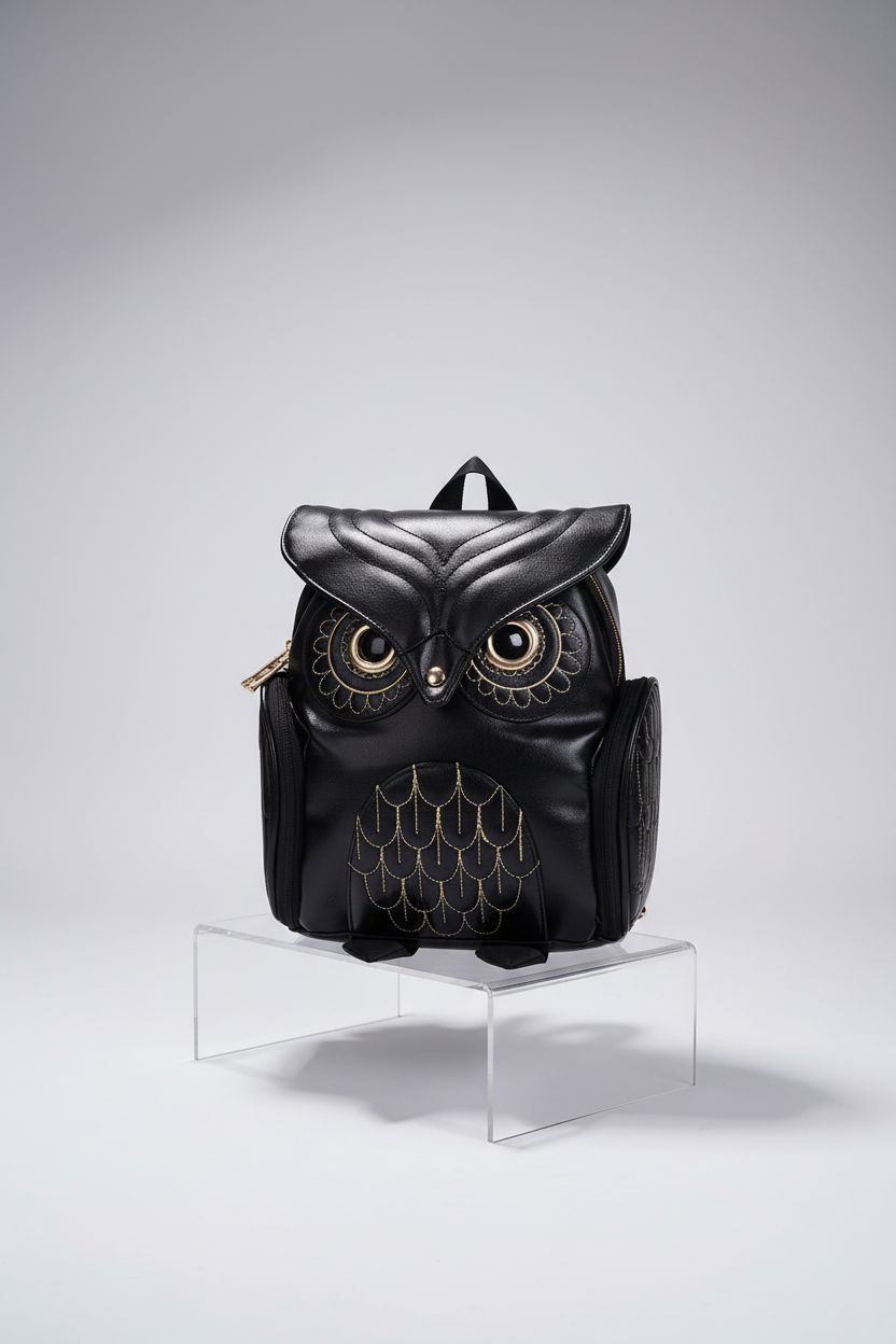 Close-up of WYSBAOSHU owl purse, highlighting its unique design and practical features.