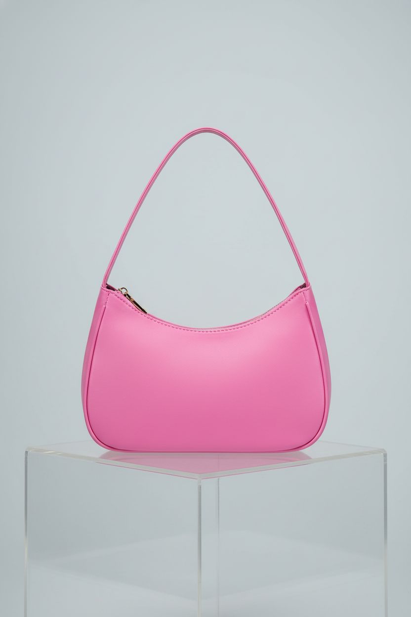 Product shot of CYHTWSDJ pink hobo handbag on a gray background highlighting its sleek design.