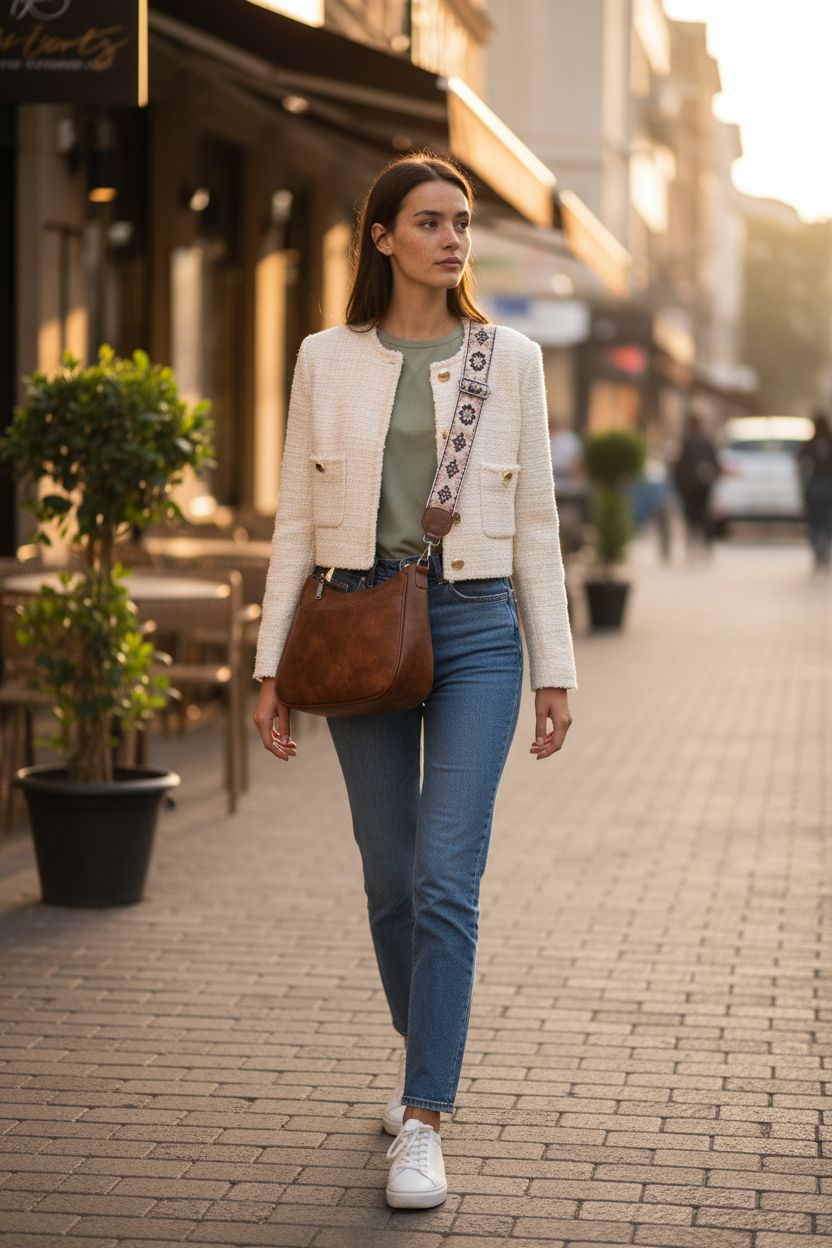 APHISON Vegan Leather Crossbody Purse in rich brown, floral strap, perfect for casual outings.