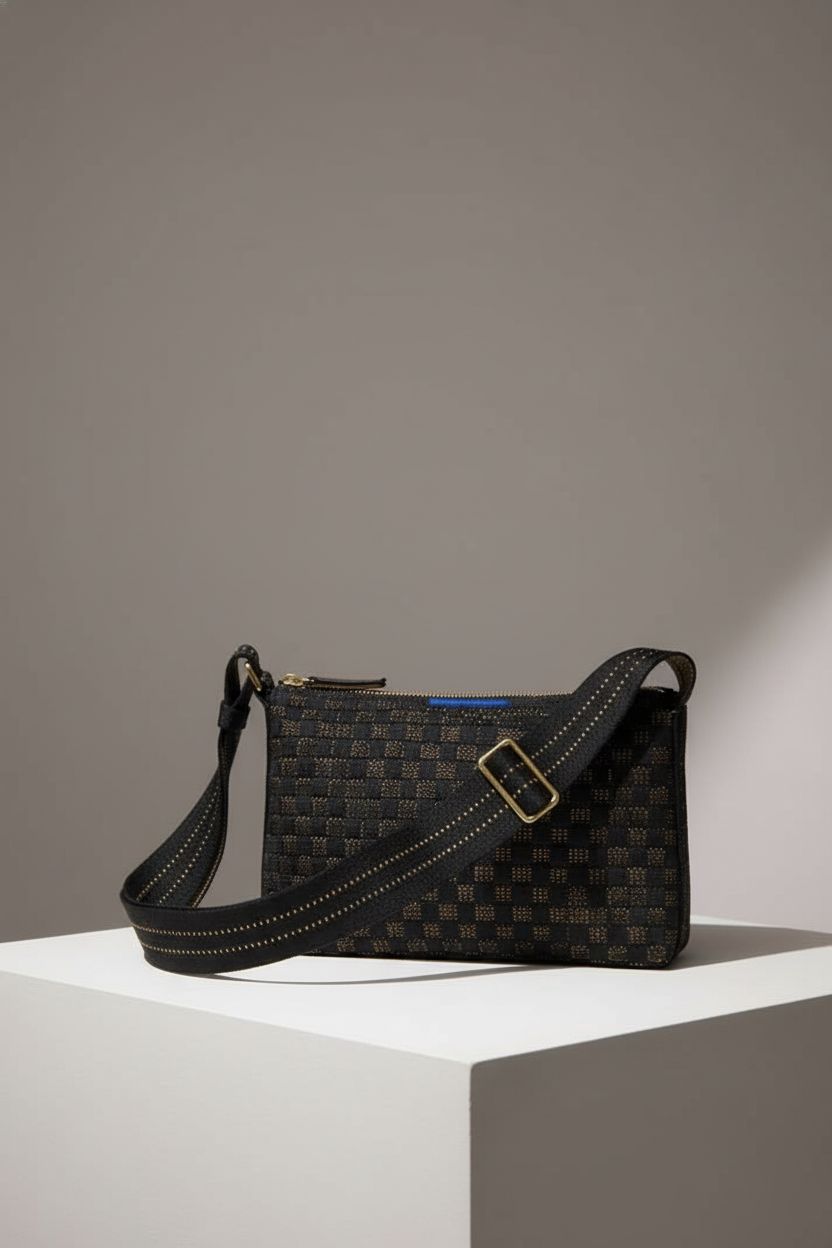 Rothy's Night Song handbag showcased on a minimal set, focusing on its adjustable strap and quality materials.