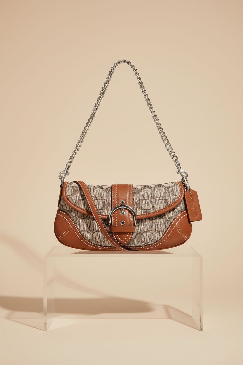 Detailed view of Coach Soho Bag 25 showcasing its elegant design and chain