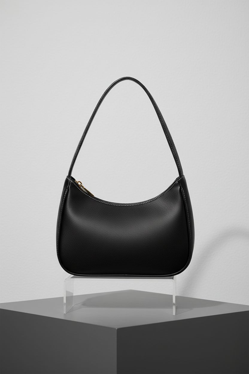 Product shot of CYHTWSDJ black hobo handbag on gray backdrop, showcasing premium details.