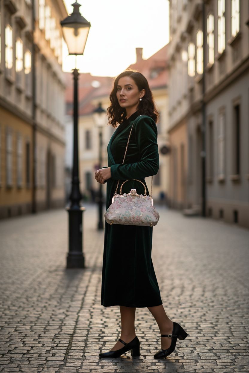 Victorian-inspired ivory silk purse with pastel florals by YeBon, perfect for evening events.