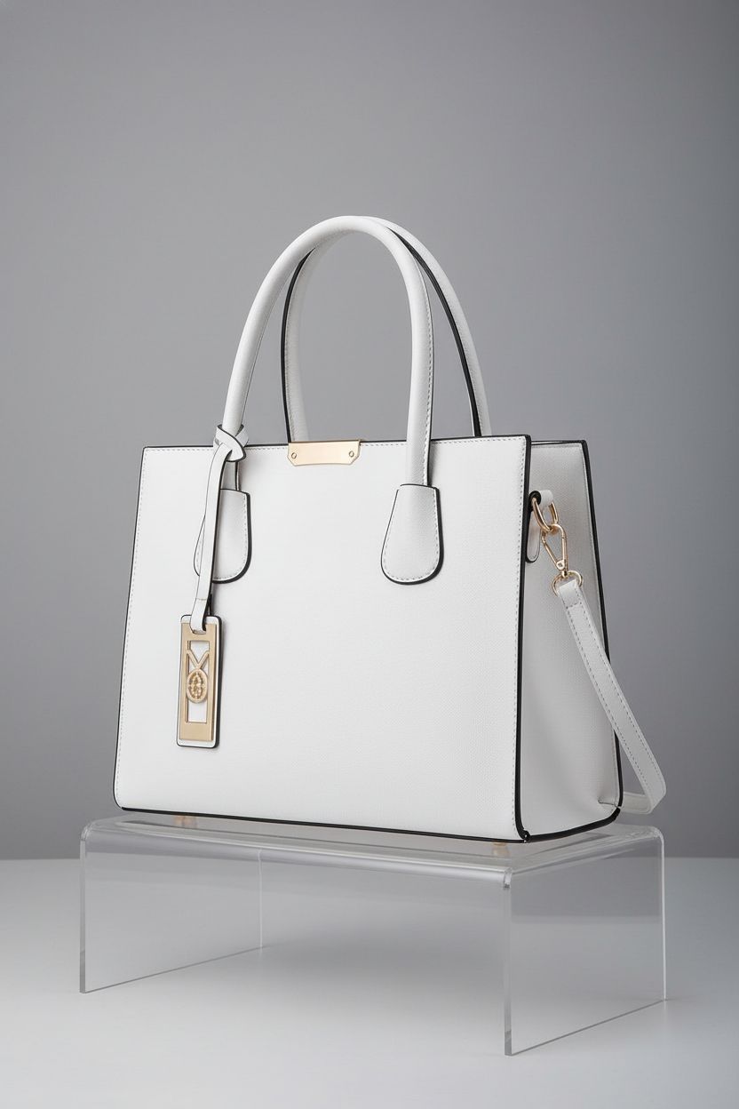 Detailed view of CHICAROUSAL white designer bag showcasing craftsmanship