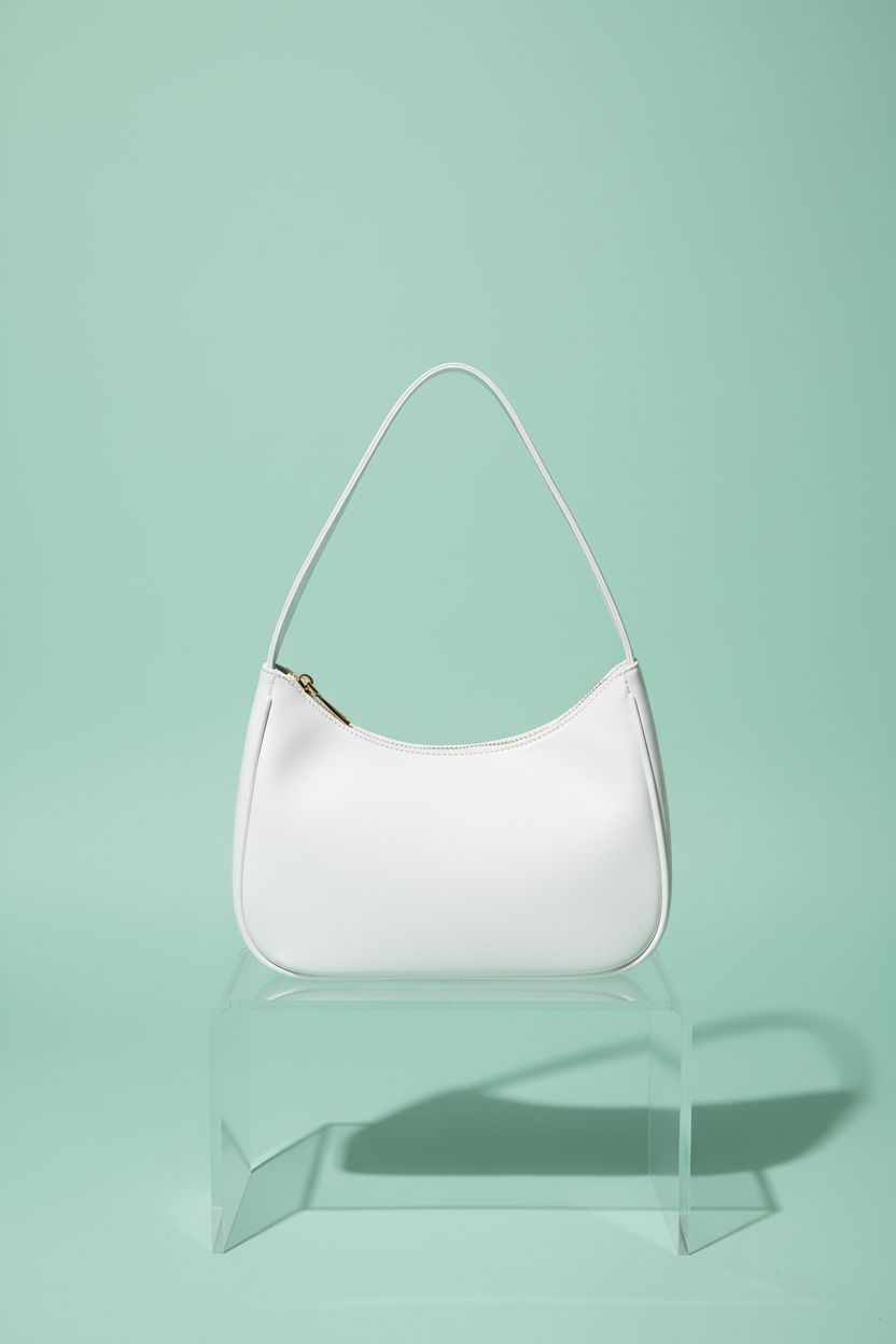 Close-up of CYHTWSDJ white hobo bag highlighting smooth leather and zipper