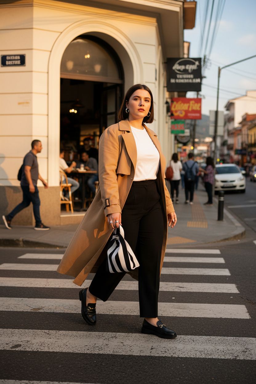Anopo black and white striped wristlet bag showcased in a fashionable urban setting.