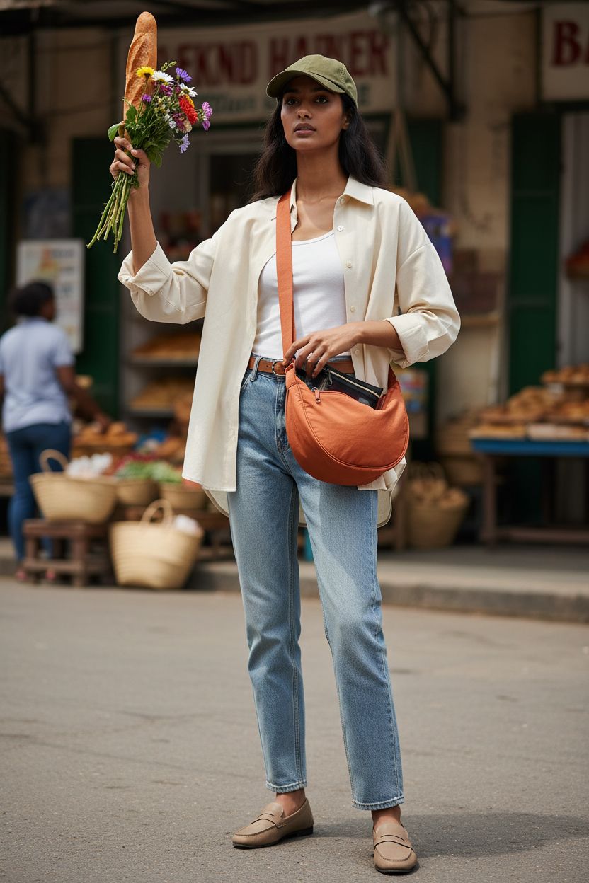 OHHMNKK burnt orange bag at weekend market, perfect for quick access