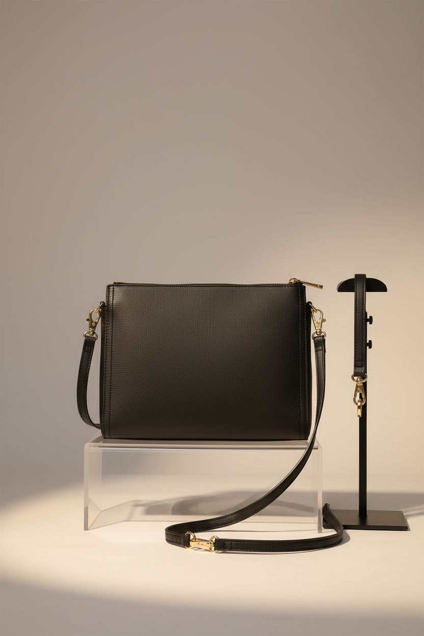 Lo & Sons The Pearl Crossbody Bag on a gray backdrop, highlighting its premium cactus leather texture.