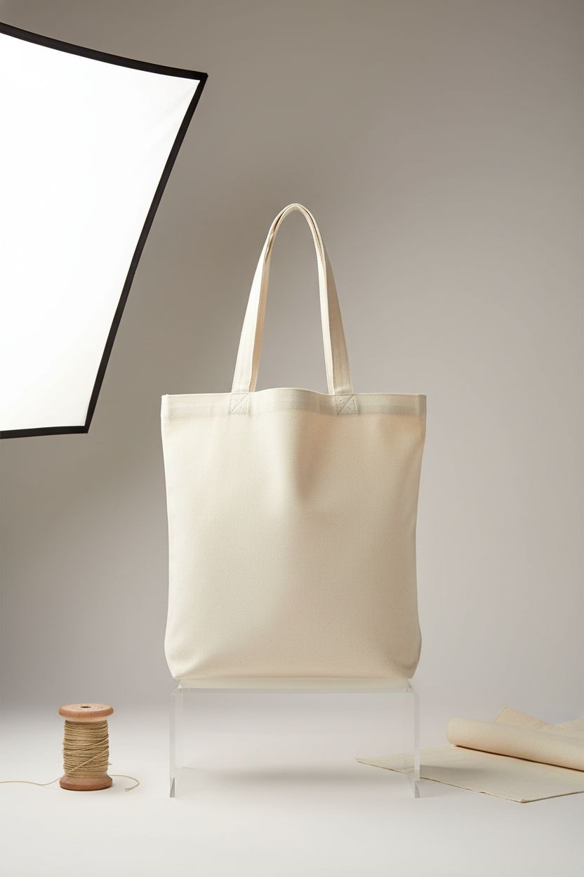 Close-up of MOLOVA durable canvas tote bag showcasing stitching and material quality.