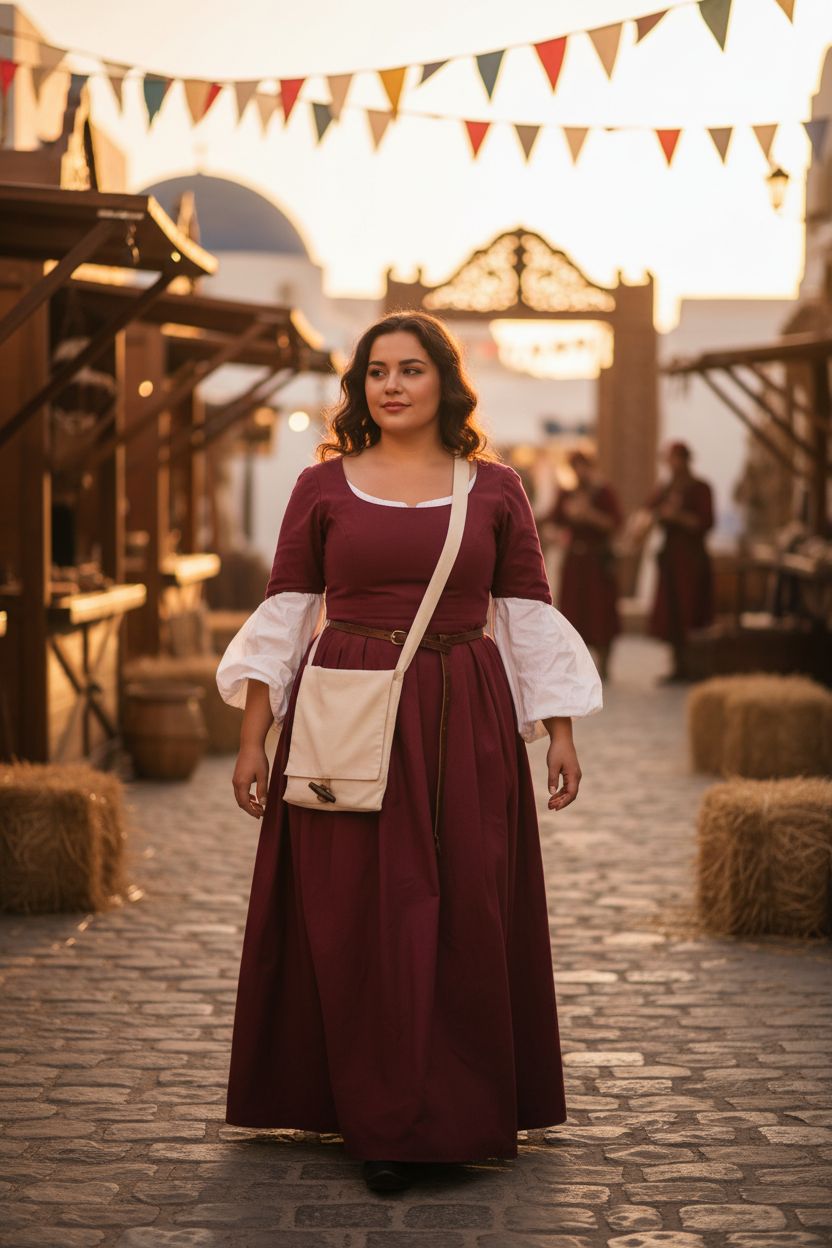 PROCOS Viking Canvas Shoulder Bag displayed at a Renaissance fair with warm ambiance