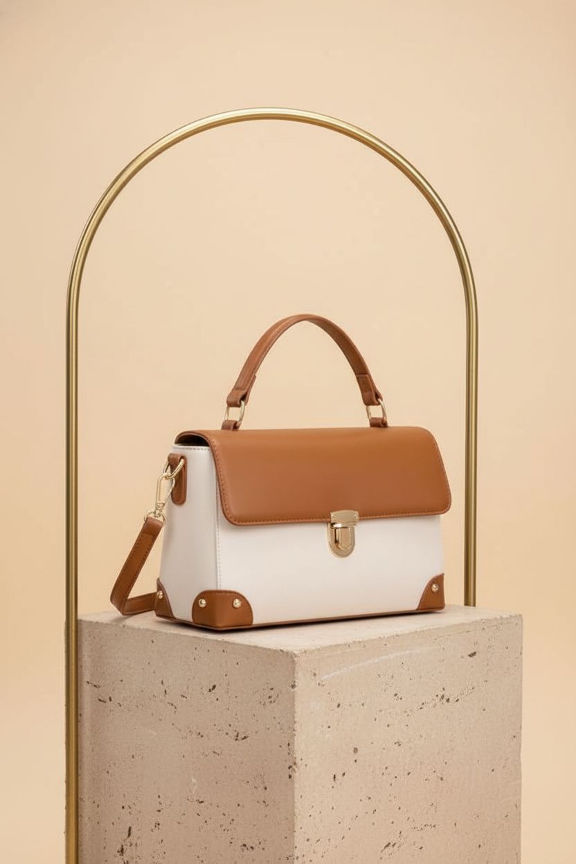 Milan Chiva color block bag featured on a clean studio set, showcasing craftsmanship and design