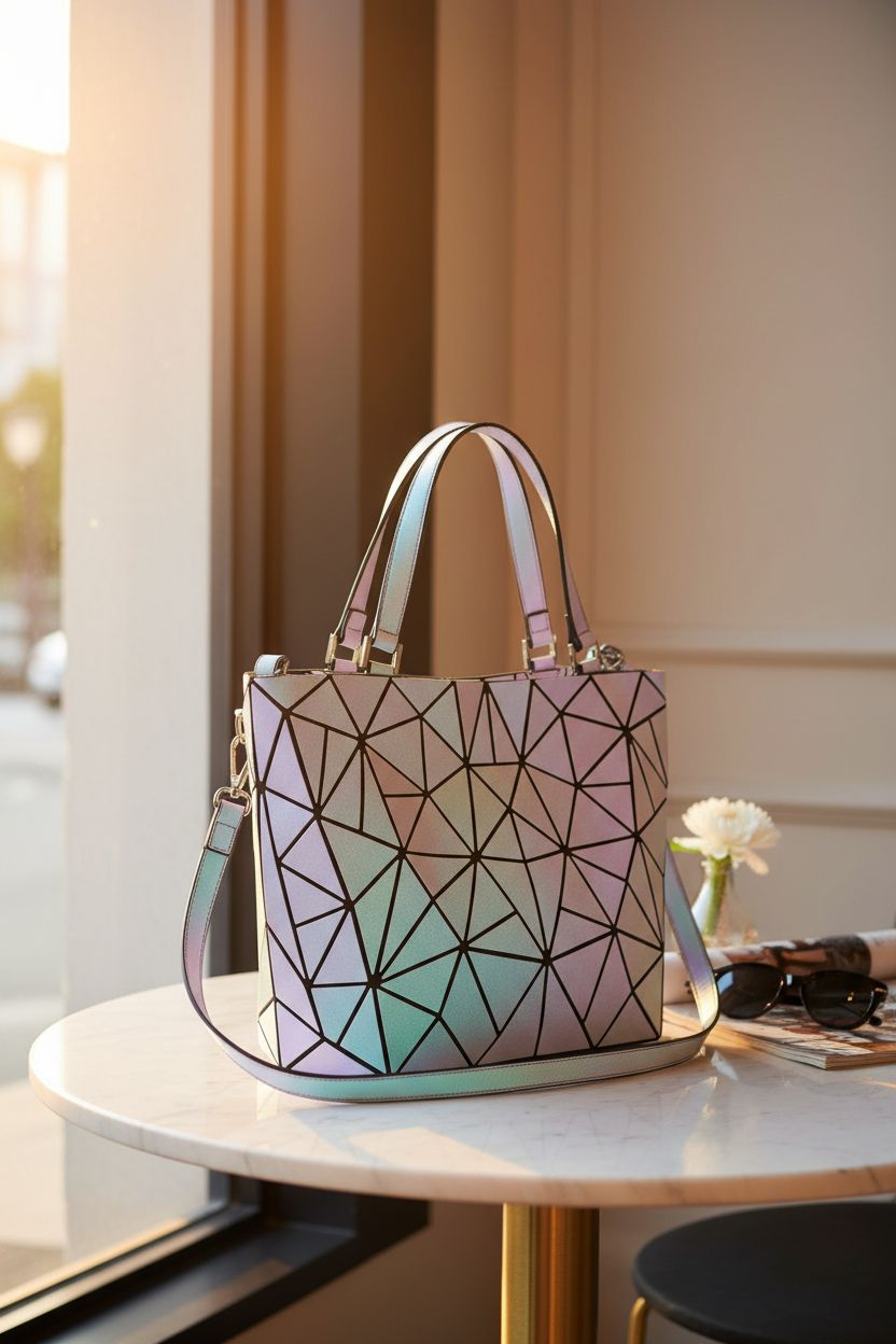 LOVEVOOK purse on marble table with magazine and sunglasses, exuding chic elegance.