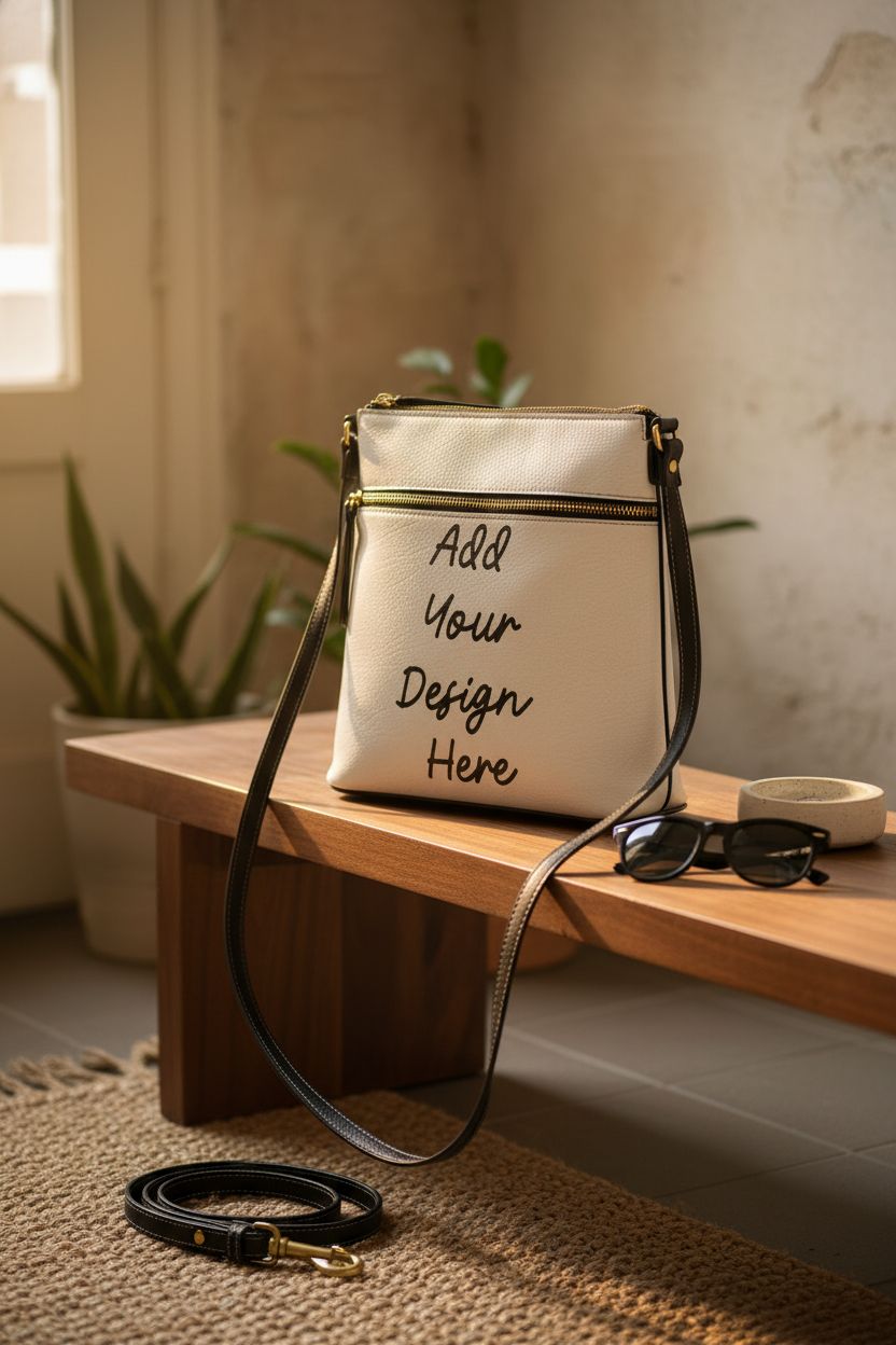 Cozy setting with HUGS IDEA custom photo purse, showcasing its unique design.