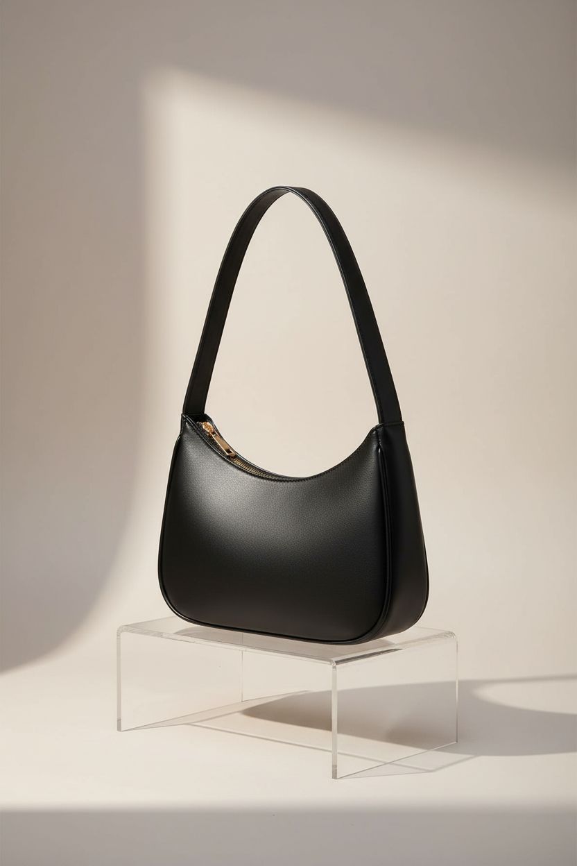 CYHTWSDJ black hobo tote on display, emphasizing its sleek design and quality PU leather material.