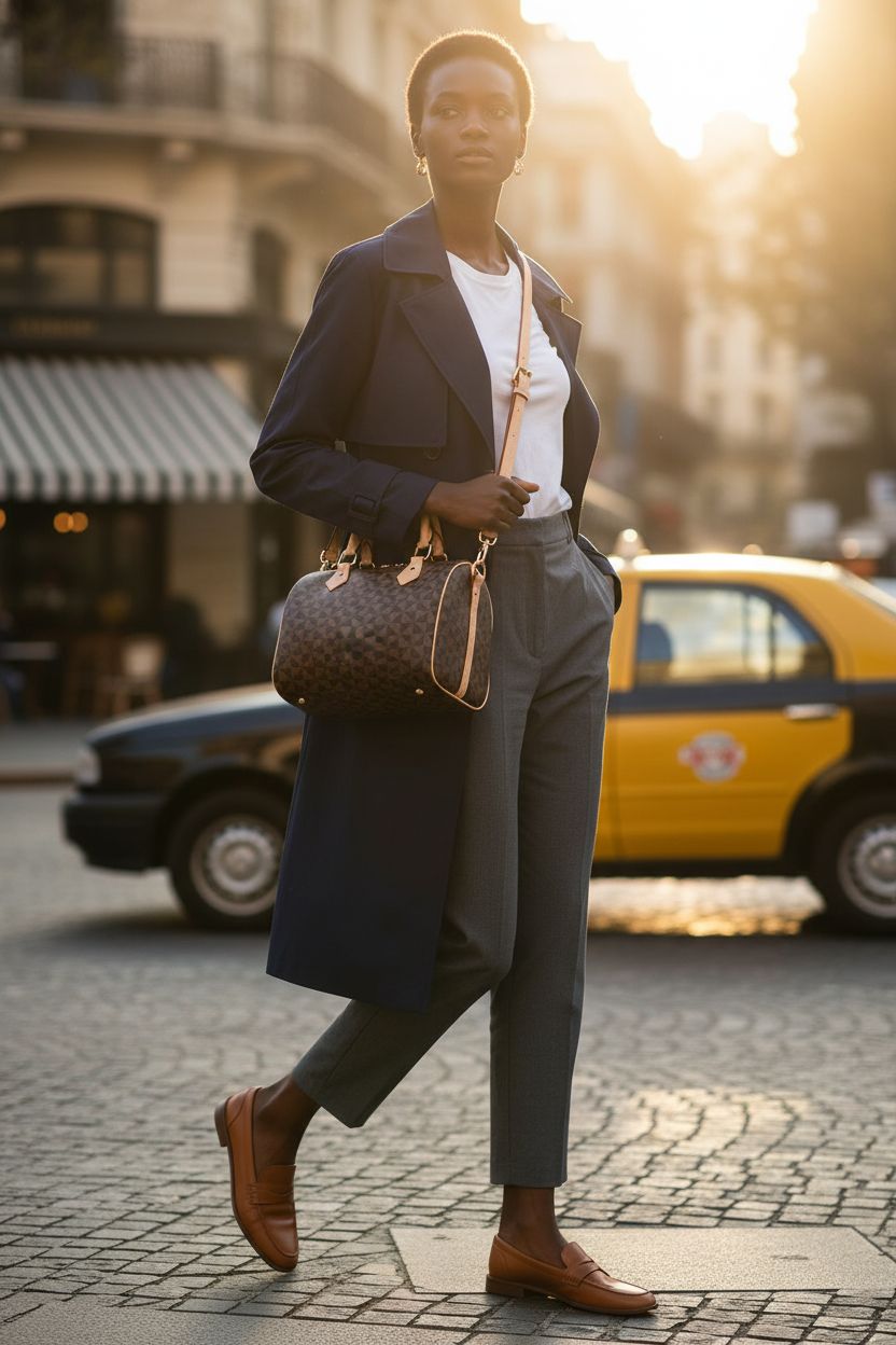Lacel Urwebin crossbody satchel bag with apricot trim, highlighted in golden-hour light.
