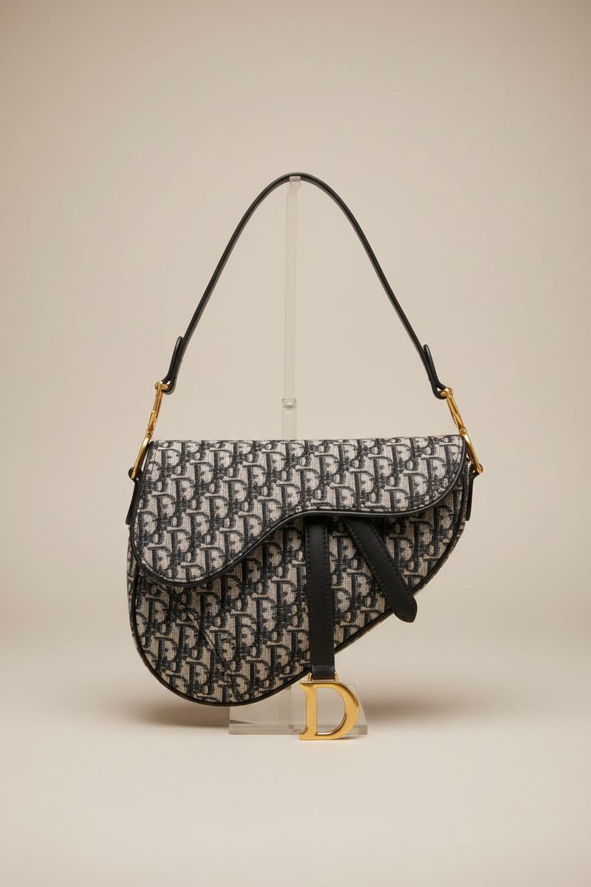 Product shot of wkdixkoo equestrian purse showcasing jacquard texture and gold details