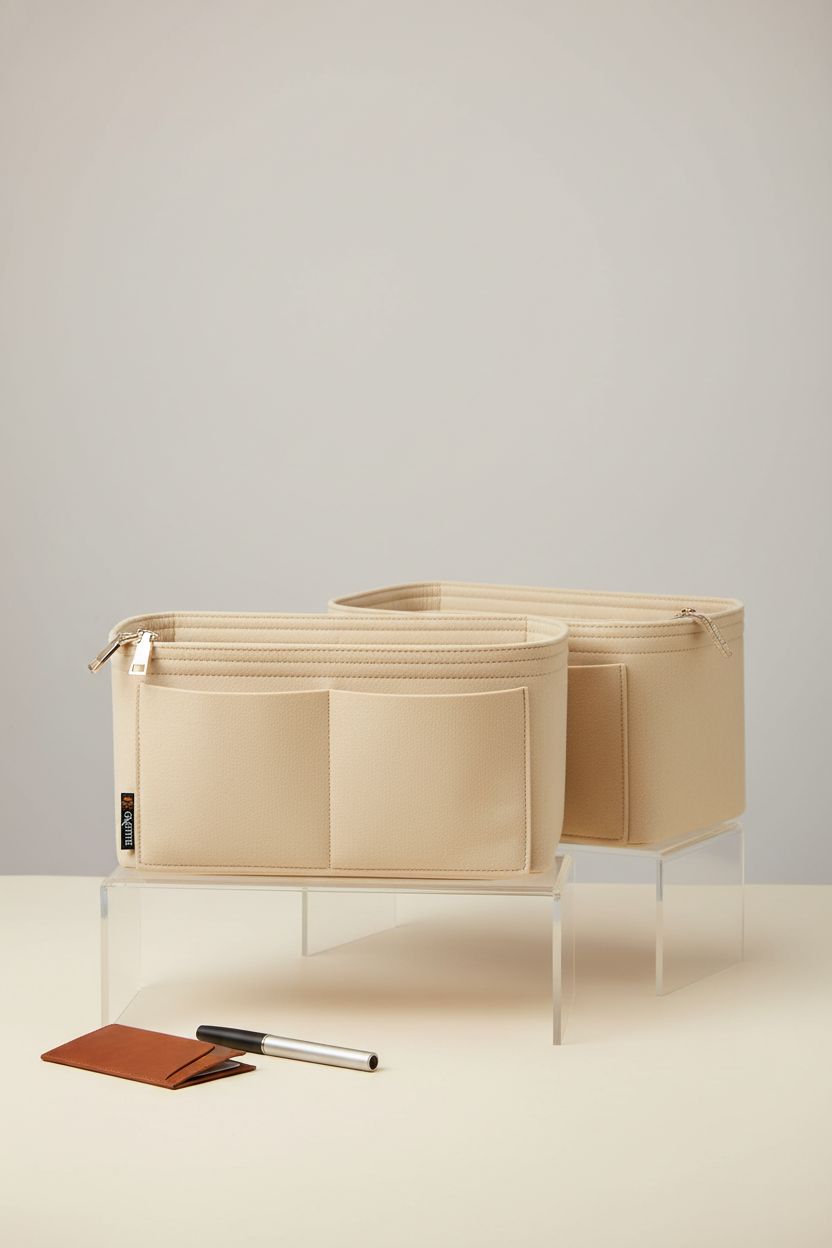 OMYSTYLE felt handbag organizer on a clean studio set showcasing materials