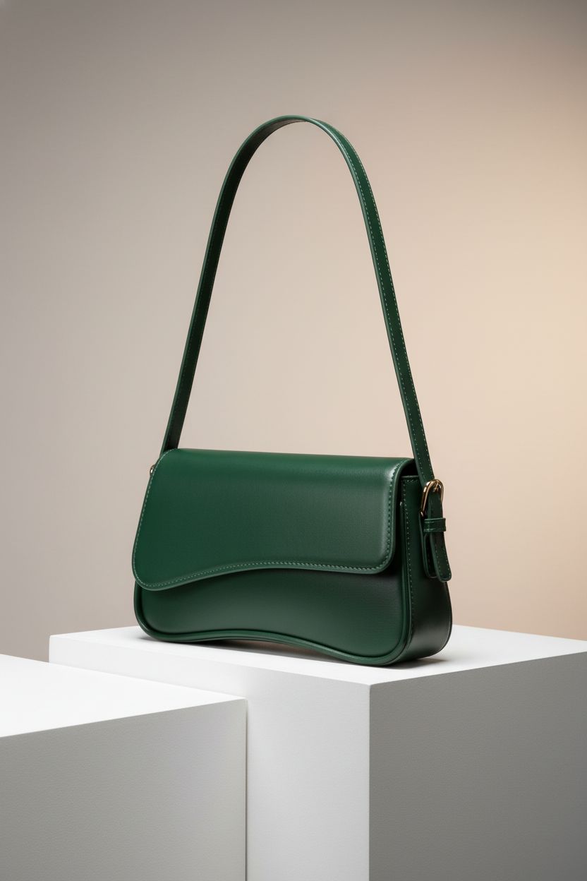 SYXLCYGJ green vegan leather hobo bag on a minimalist backdrop, highlighting craftsmanship.
