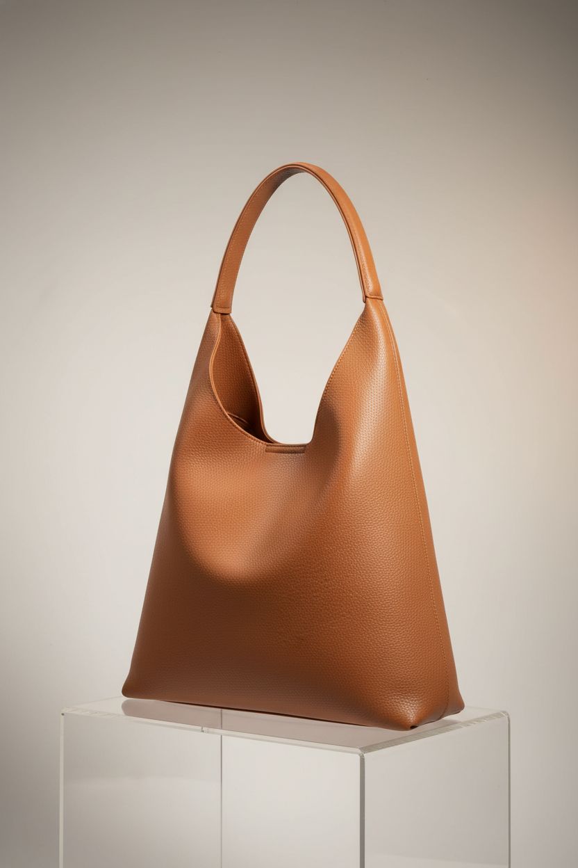 HOXIS orange-brown hobo bag showcasing vegan leather and neat stitching
