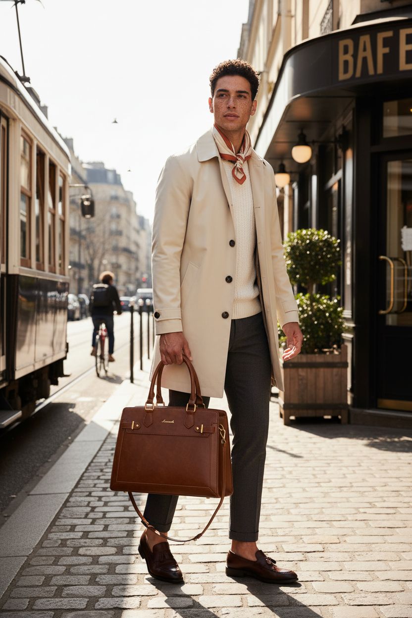 LOVEVOOK brown satchel bag with top handles, ideal for chic outings and refined style.