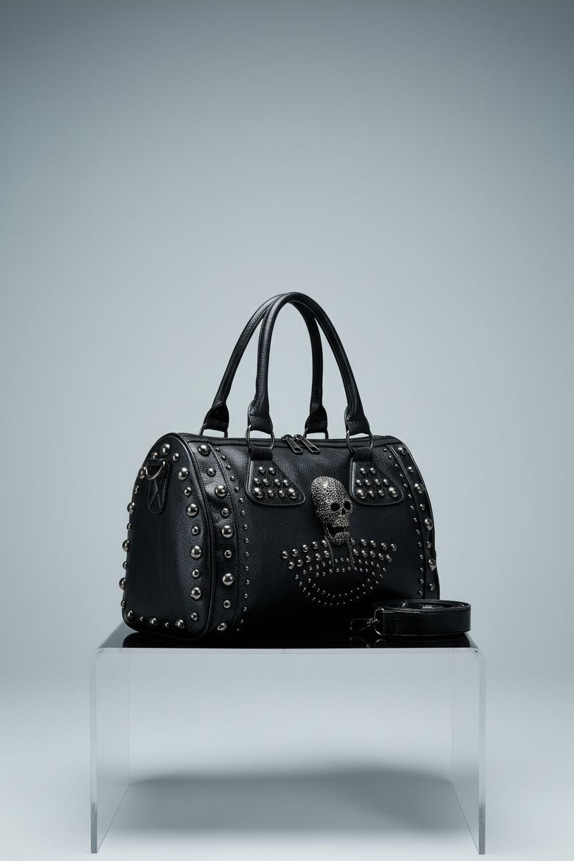 Close-up of AlwaySky leather skull purse showcasing its unique design and quality craftsmanship.