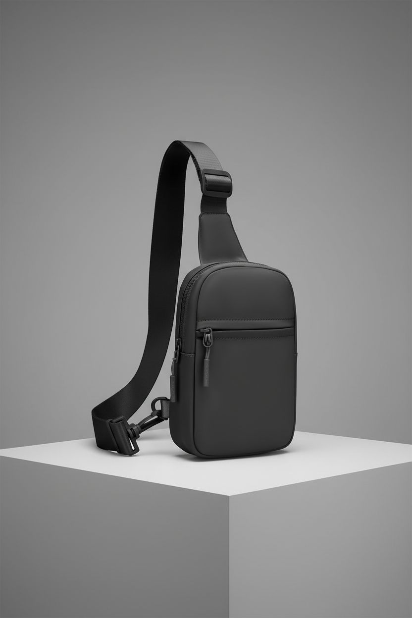 FORZAROCKET XL crossbody bag on studio backdrop, highlighting craftsmanship and extended strap