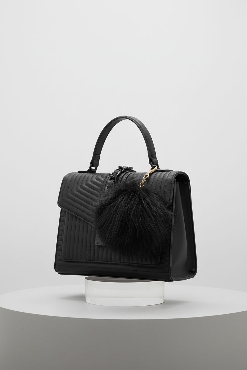 ALDO Women's Jerilini Top Handle Bag displayed on a pedestal, showcasing its structured silhouette and fine details.